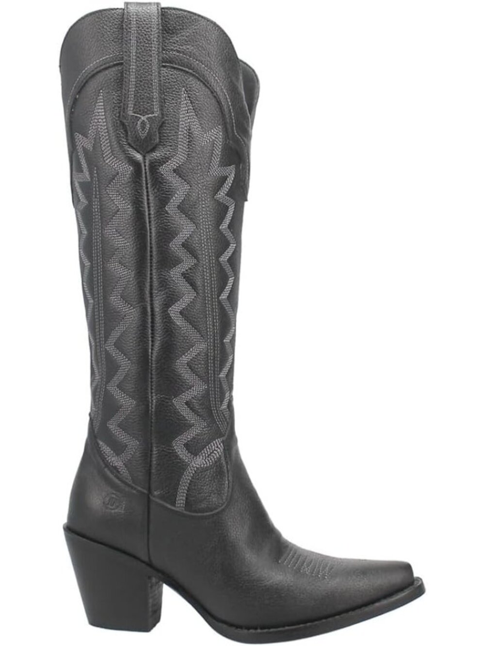 Women's Black High Cotton Embroidery Snip Toe Casual Boots Knee High Mid Heel